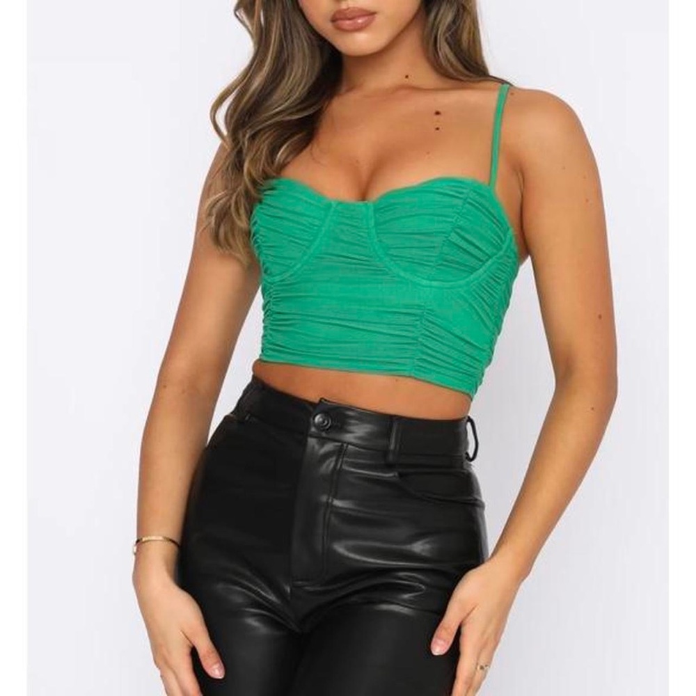 BRAND NEW WITH TAGS!! WHITE FOX GREEN BUSTIER TOP. SIZE S.